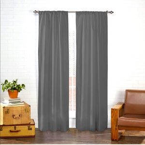 Pair of Modern Decorative Rod Pocket Window Curtains 2 Panels 40in x 54in Smoke